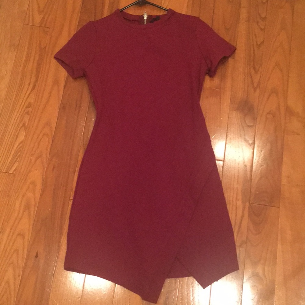 Red Olivaceous Tight Fitting Envelope Dress